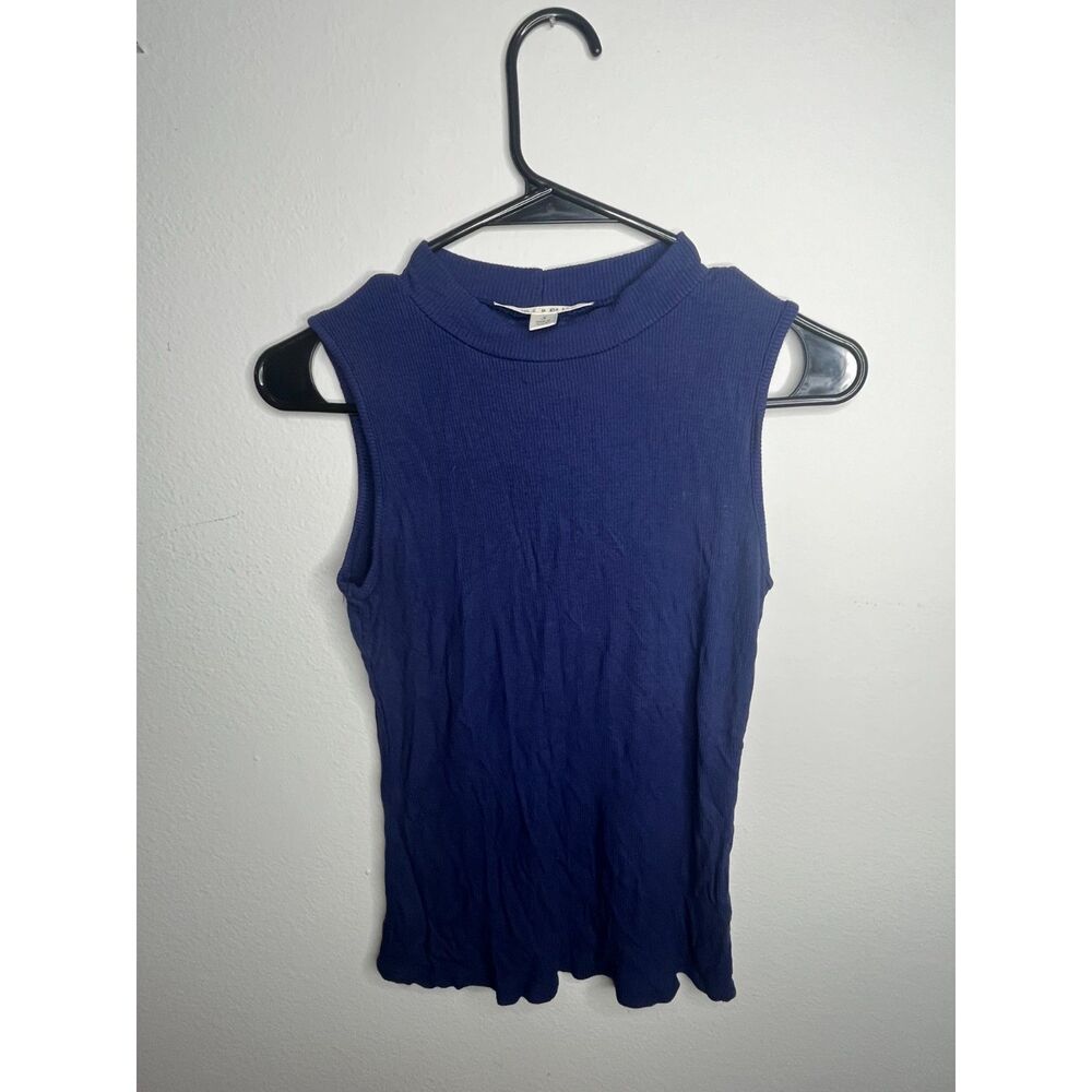 Vintage Miami Ribbed Mock Neck Sleeveless Tank Top - Size Small - Made in USA
